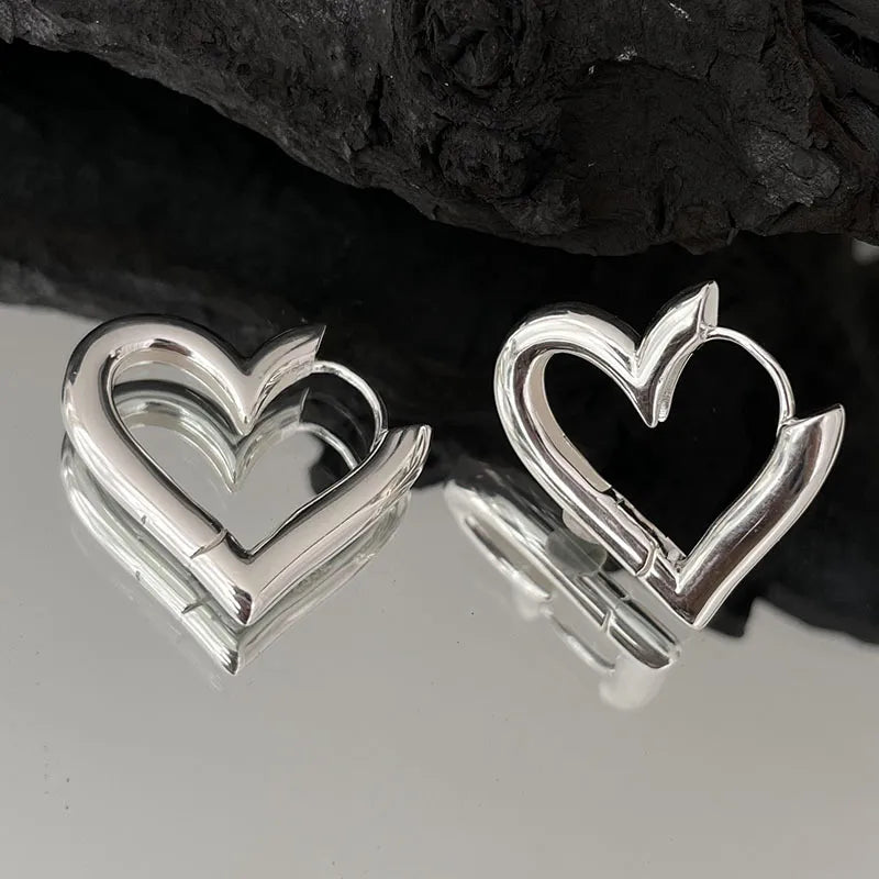 Enchanting Heart Studs: 925 Sterling Silver Zircon Earrings