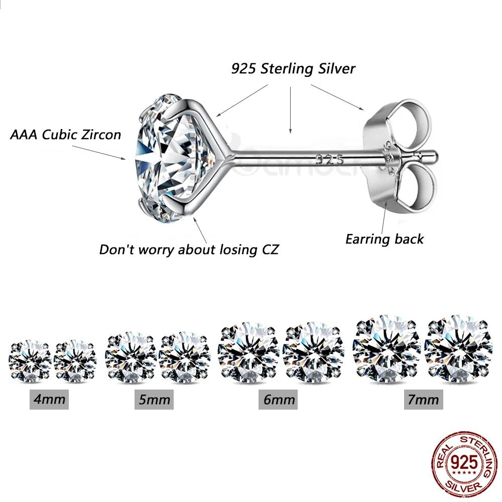 Chris Earring: Luminous CZ Studs in Platinum-Plated 925 Silver