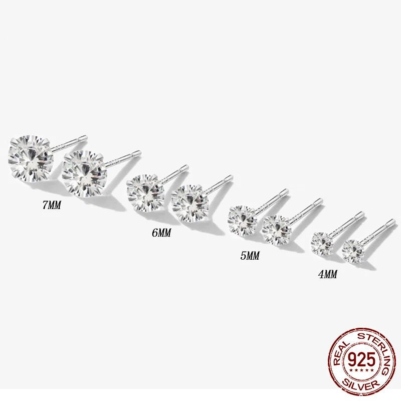 Chris Earring: Luminous CZ Studs in Platinum-Plated 925 Silver