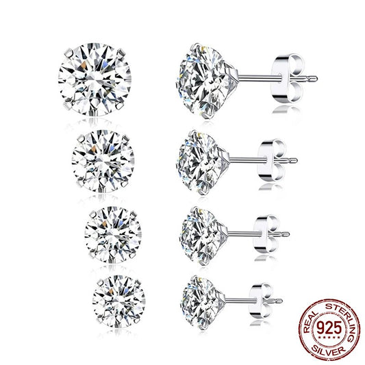 Chris Earring: Luminous CZ Studs in Platinum-Plated 925 Silver